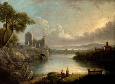 Flusslandschaft mit Meer und klassischen Ruinen von Richard Wilson